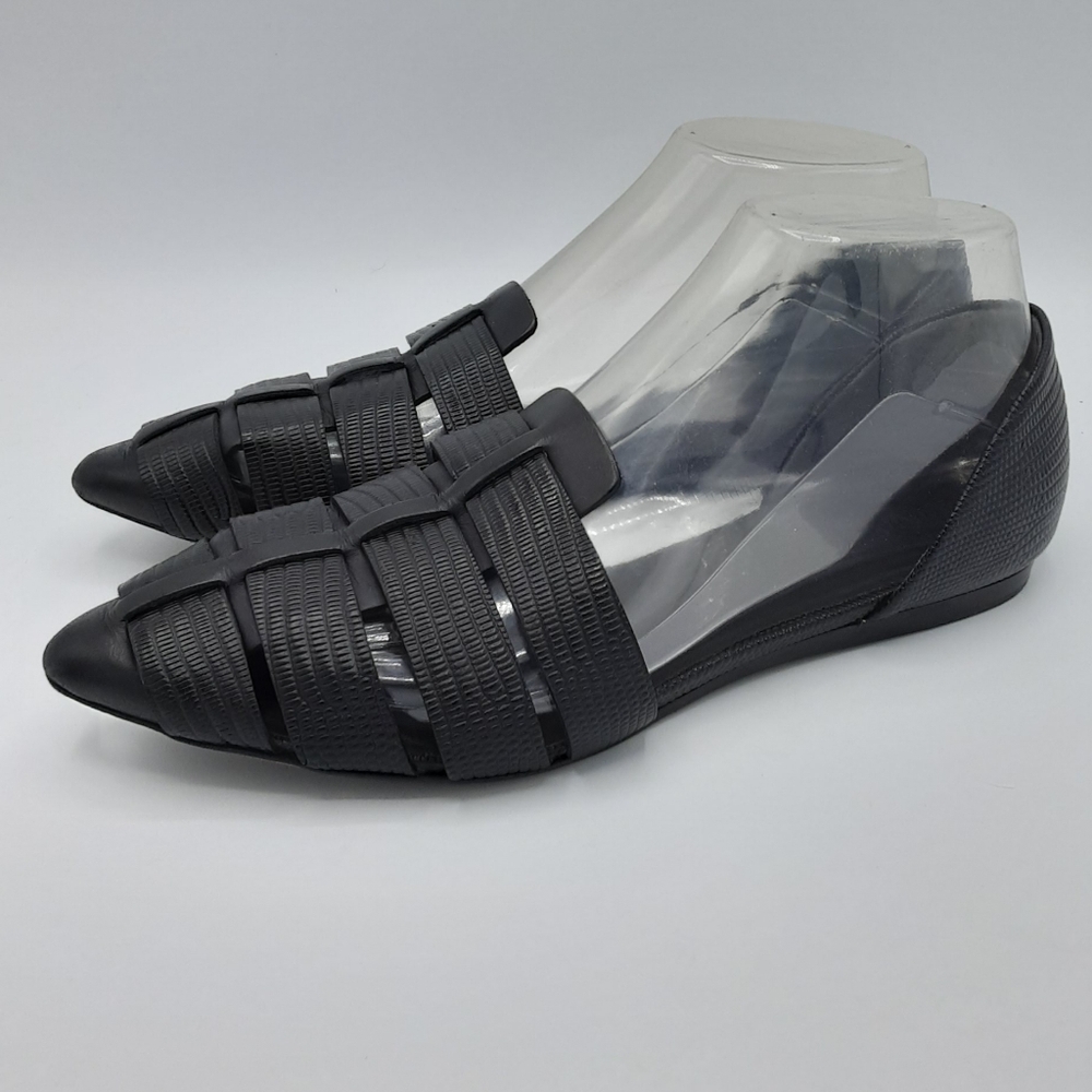 Vince Black Woven Pointed-Toe Flats